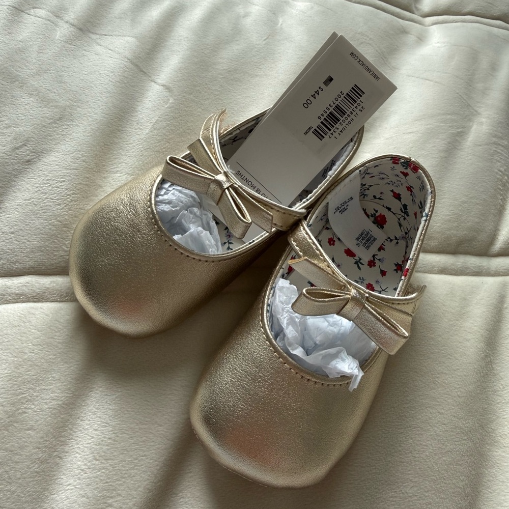 Janie and Jack Shimmering Gold Dress Shoes